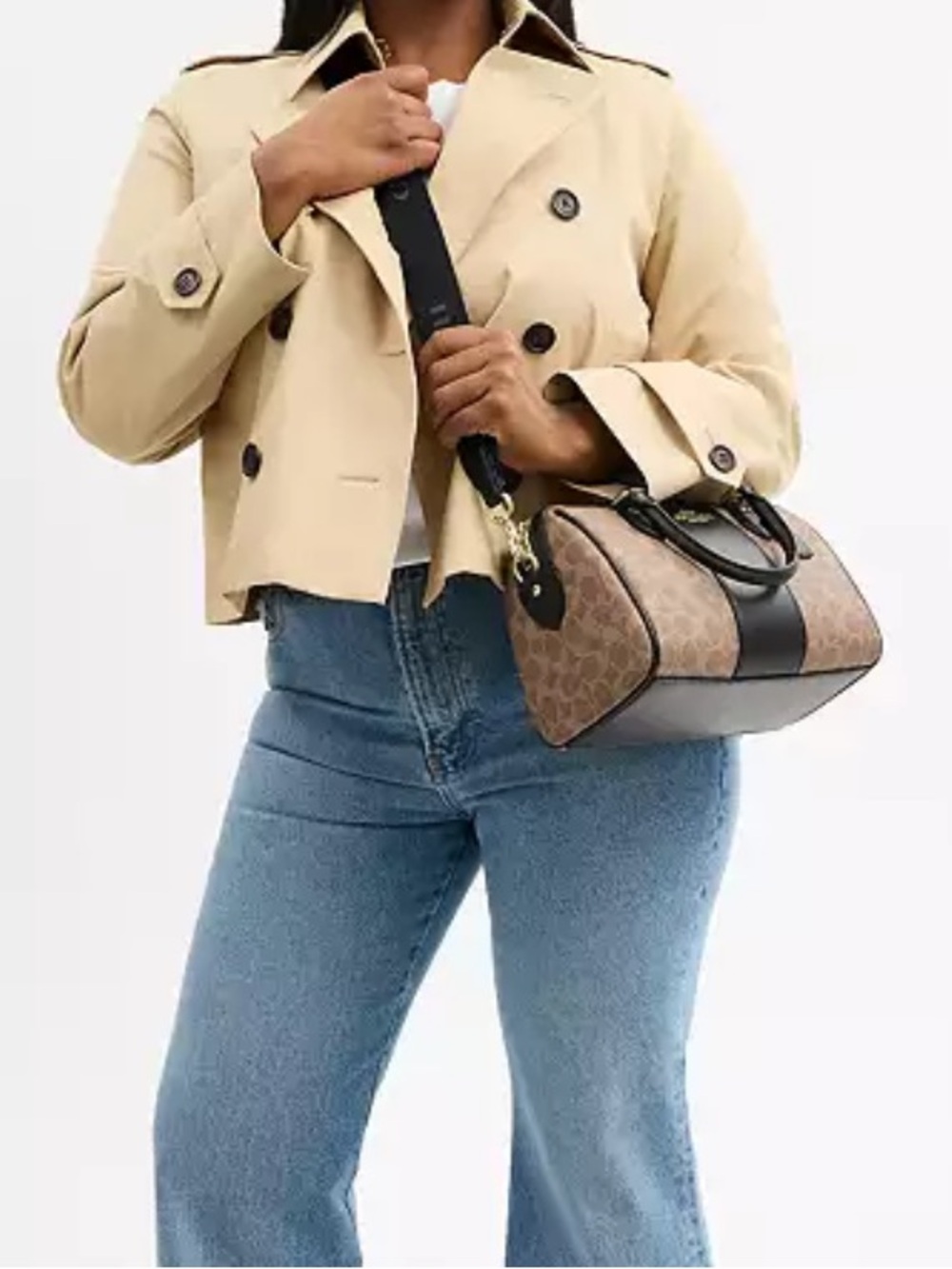 Coach Brown Signature Canvas Barrel Satchel with Black Leather Trim 🤎🖤 - Picture 16 of 16